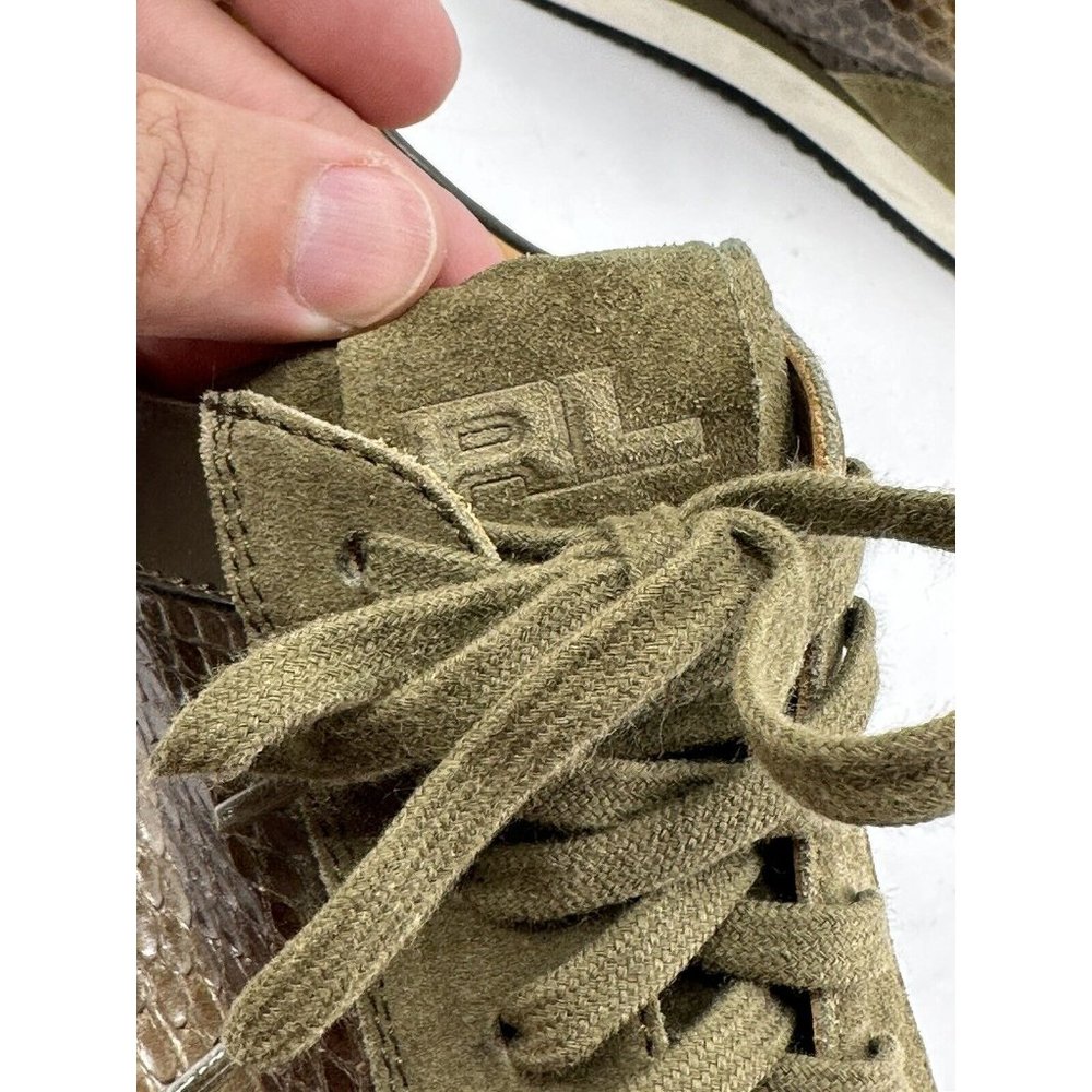 Ralph Lauren Purple label suede & Snakeskin Sneakers Made Italy 10.5-narrow - Picture 11 of 14
